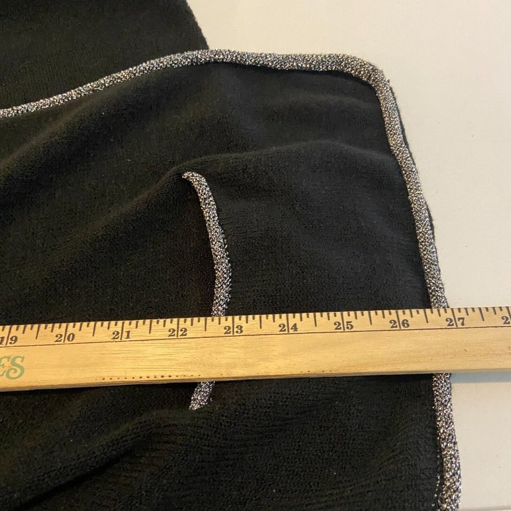 Catherines Women Plus 1X Open Front Cardigan Sweater Black Metallic Trim Knit - Picture 7 of 8